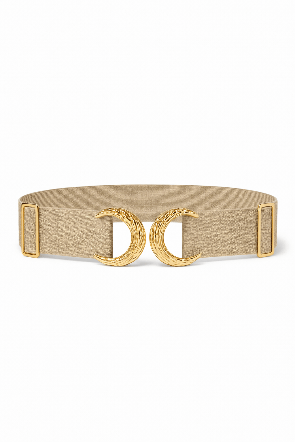 Gold Crescent Buckle Stretch Belt – Elegant & Chic - Must Boutique