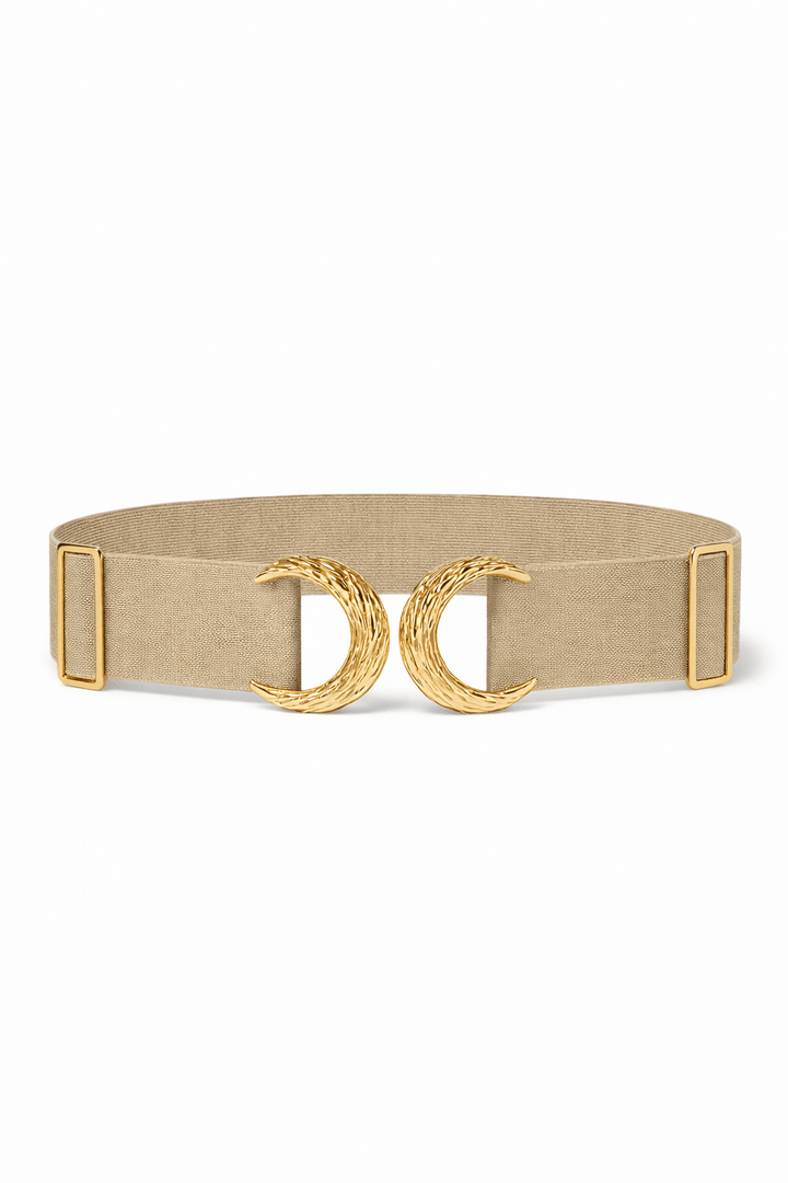 Gold Crescent Buckle Stretch Belt – Elegant & Chic - Must Boutique