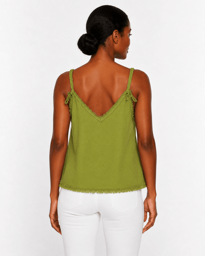 Greta Frayed V-Neck Linen top - Must Boutique