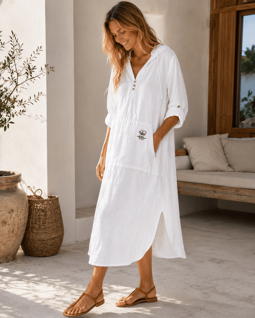 Hannah Hooded Linen Dress - Must Boutique