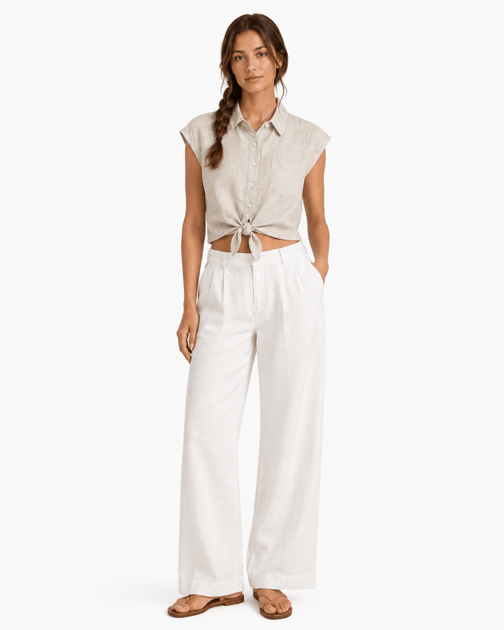 Haze Linen Crop Top - Must Boutique