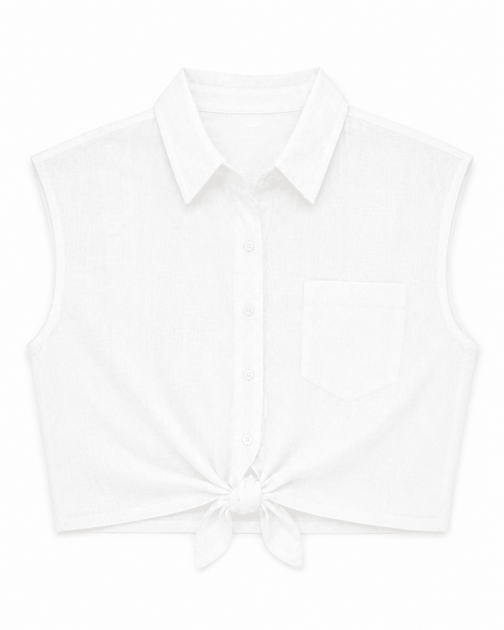 Haze Linen Crop Top - Must Boutique