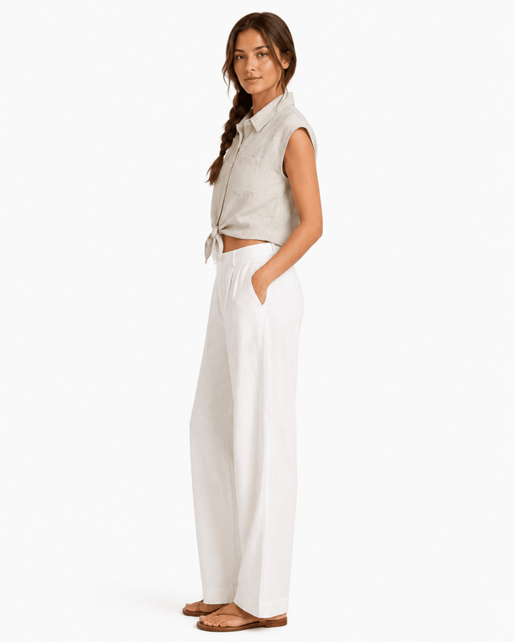 Haze Linen Crop Top - Must Boutique