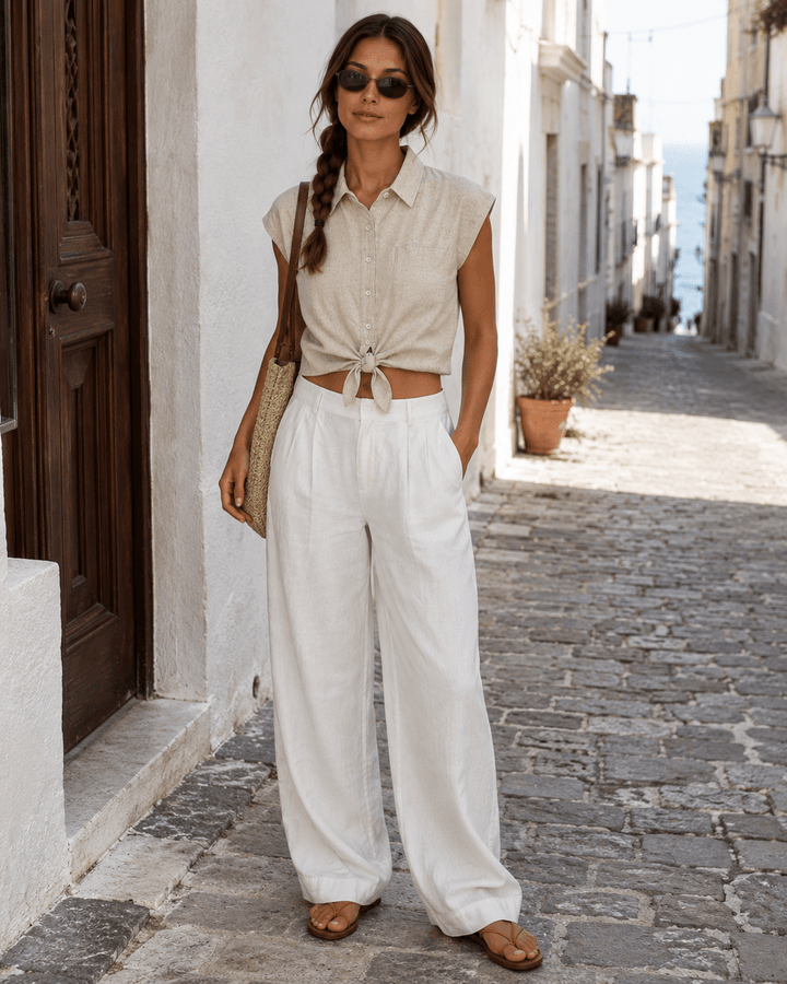 Haze Linen Crop Top - Must Boutique