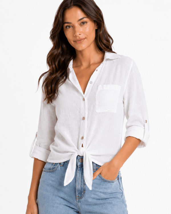 Heidi Cropped Linen Shirt - Must Boutique
