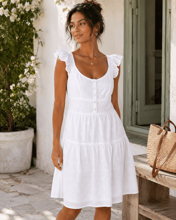 Joy Eyelet Peasant Dress - Must Boutique