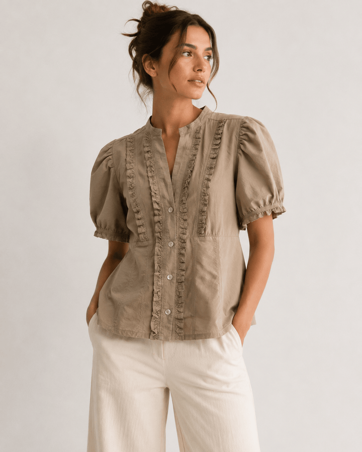 Jude Poplin Puff Sleeve Shirt - Must Boutique