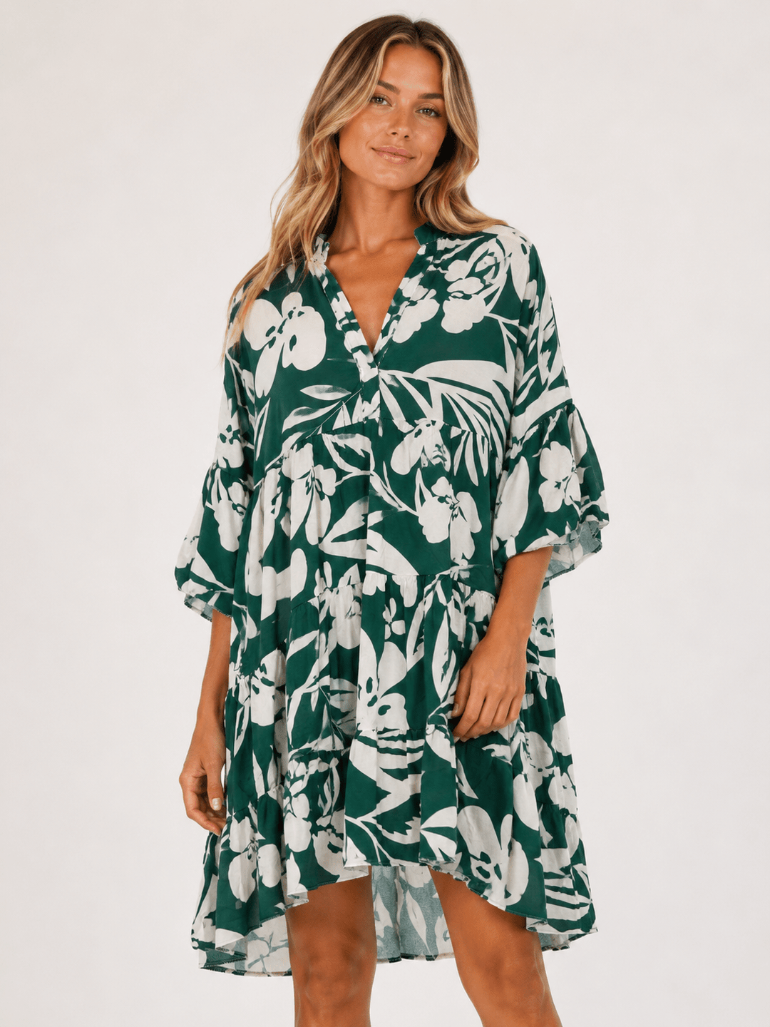 Kaia Tropical Tiered Dress - Must Boutique