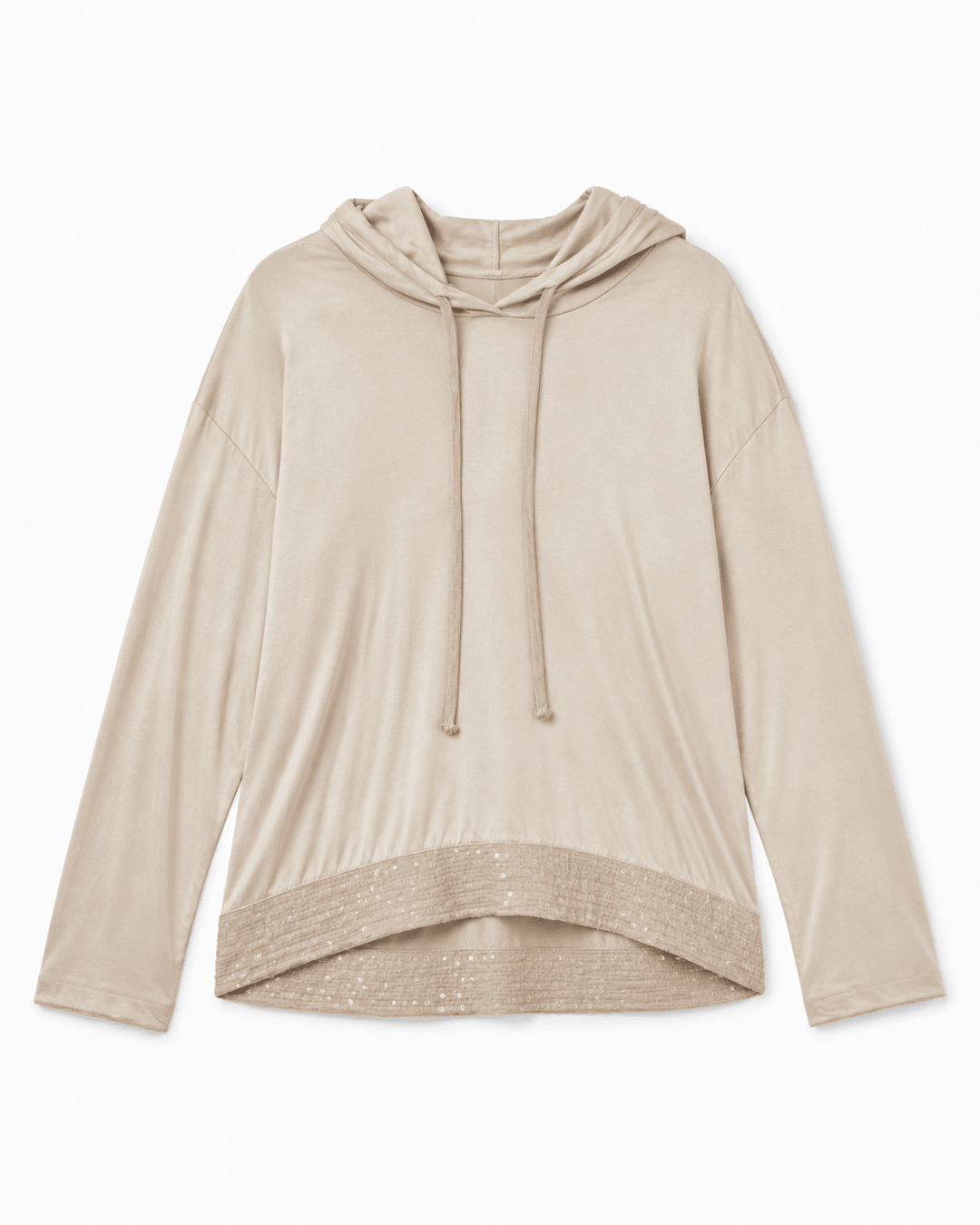 Kassia Beige Silk hoodie - Must Boutique