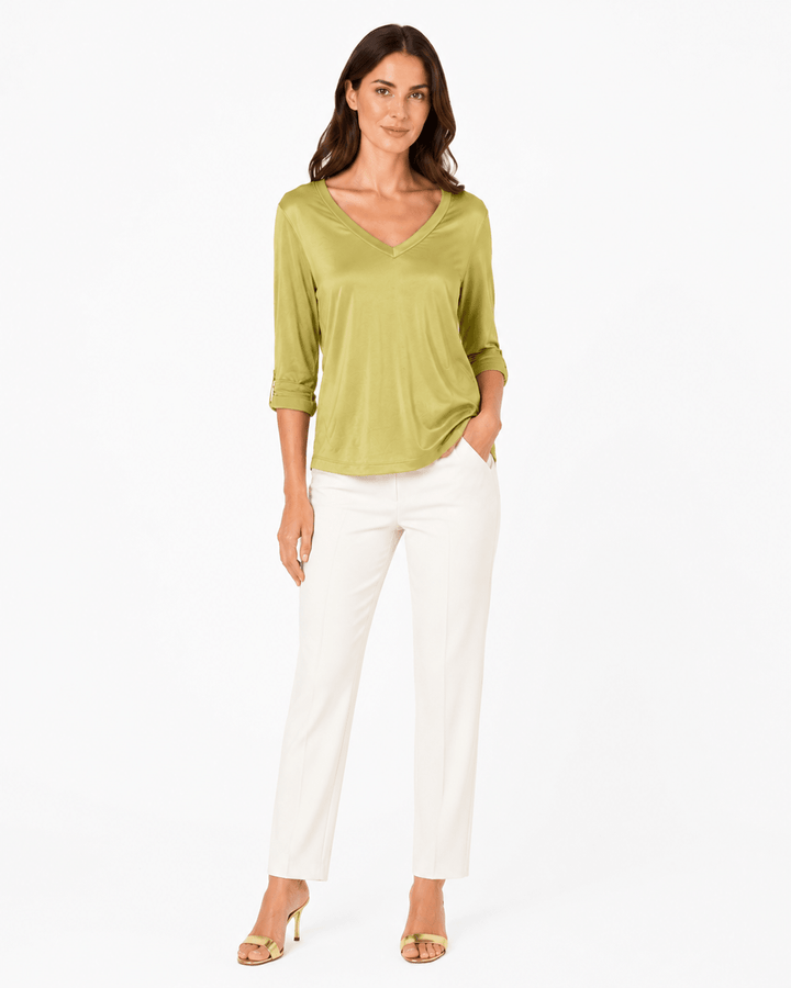 Kelsi V-Neck Satin Top - Must Boutique