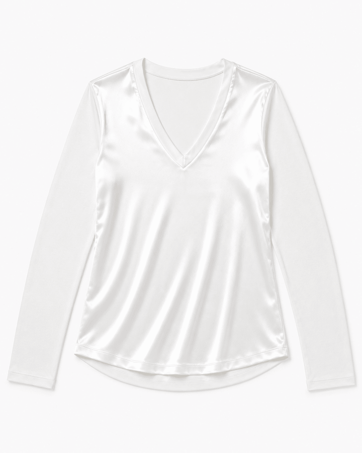 Kelsi V-Neck Satin Top - Must Boutique