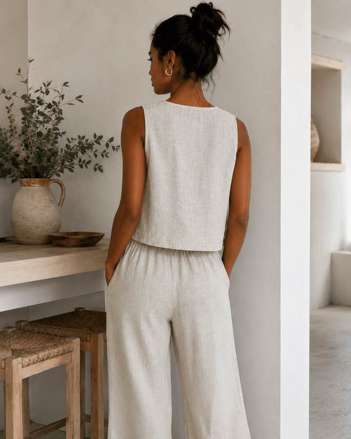 Kenya Tie-Front Linen Vest - Must Boutique