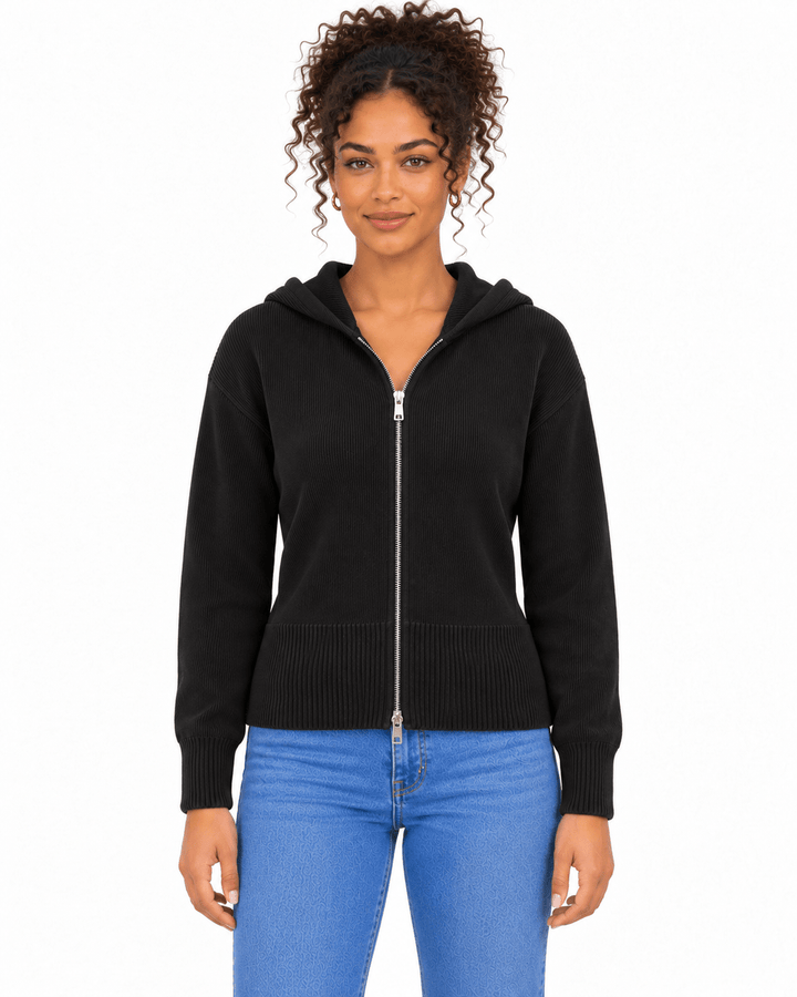 Kiana Ribbed Knit Hooded Jacket - Must Boutique