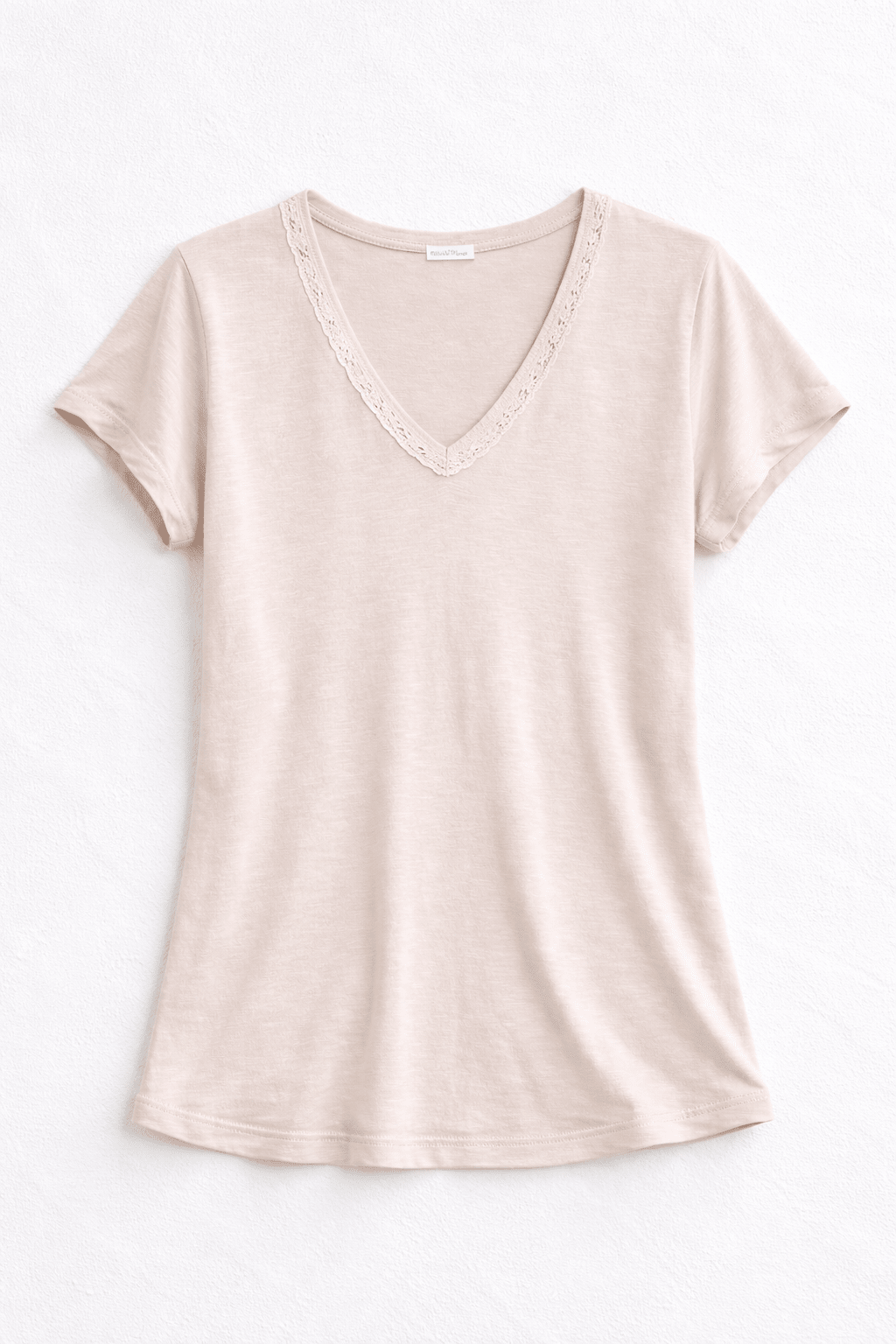 Lace Trim V - Neck Essential Tee - Must Boutique