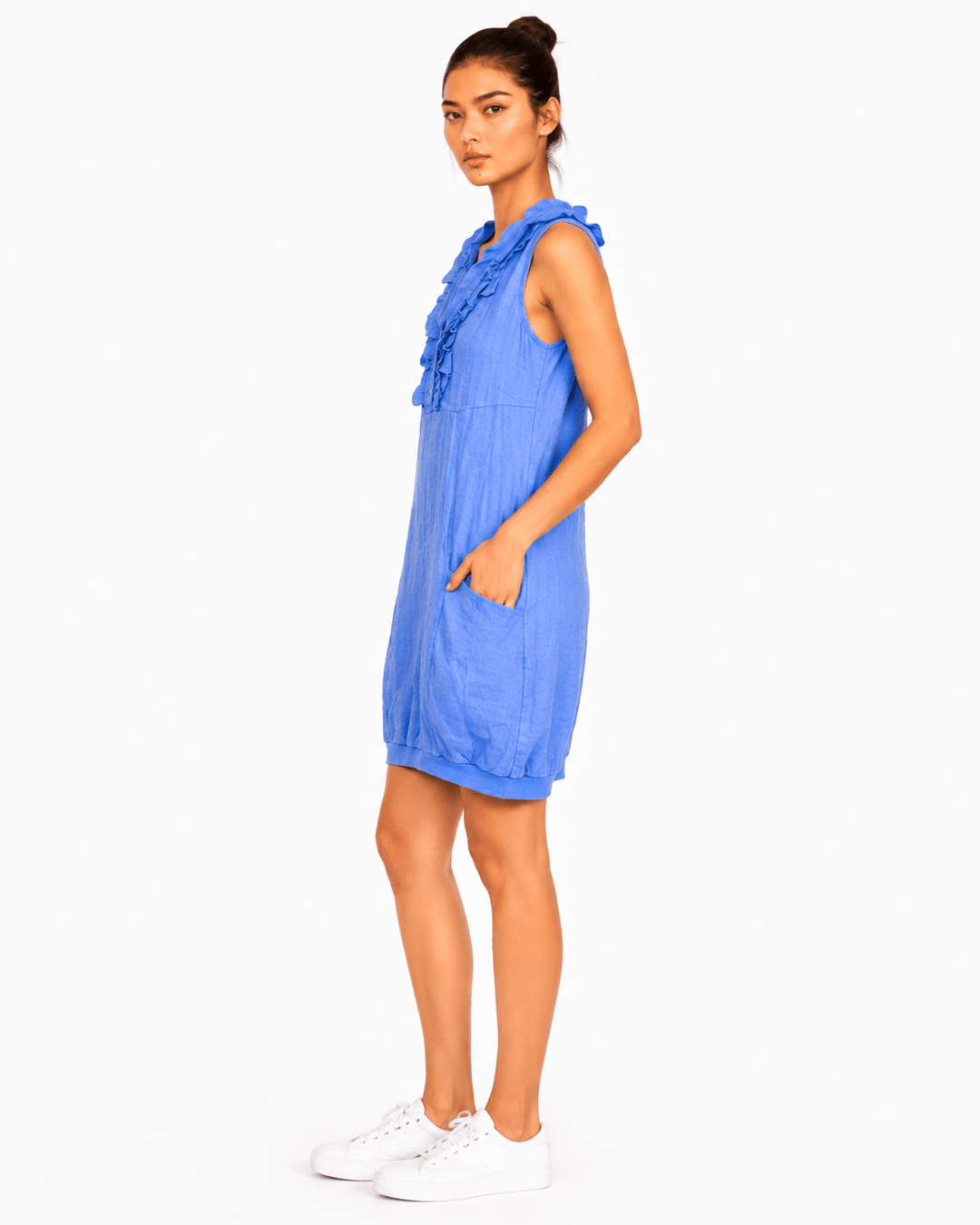 Laurie Ruffle Linen Dress - Must Boutique