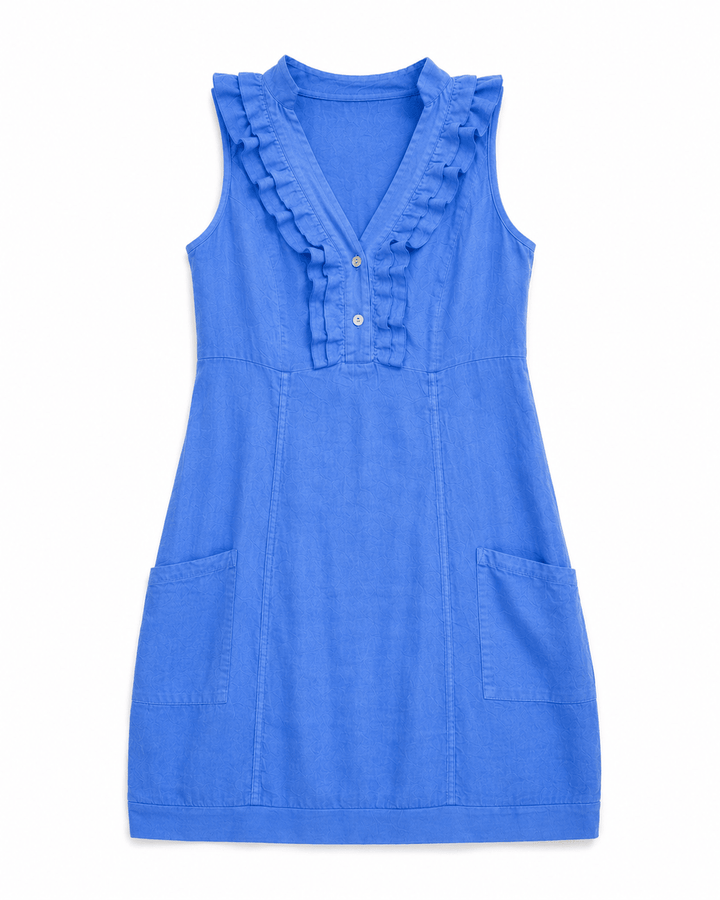 Laurie Ruffle Linen Dress - Must Boutique