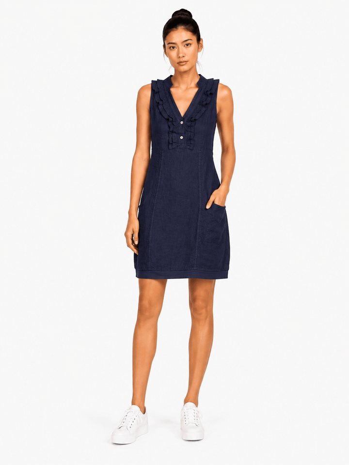 Laurie Ruffle Linen Dress - Must Boutique