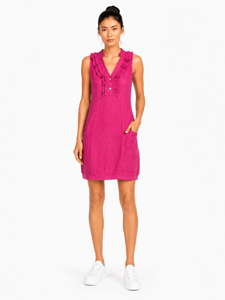 Laurie Ruffle Linen Dress - Must Boutique