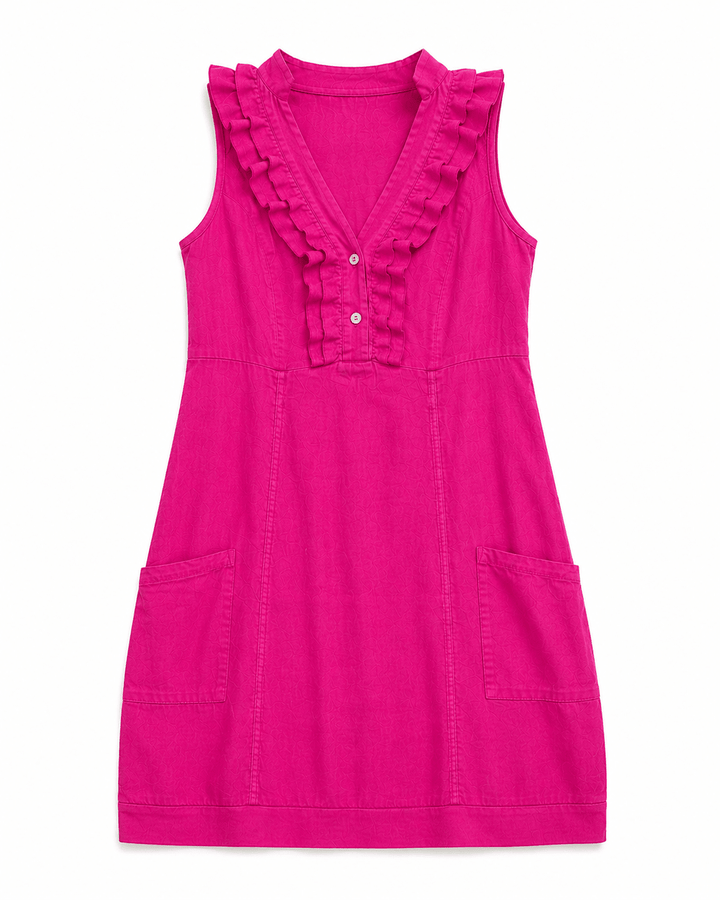 Laurie Ruffle Linen Dress - Must Boutique