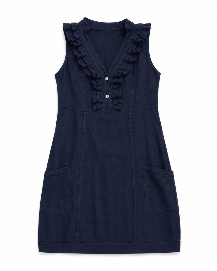 Laurie Ruffle Linen Dress - Must Boutique