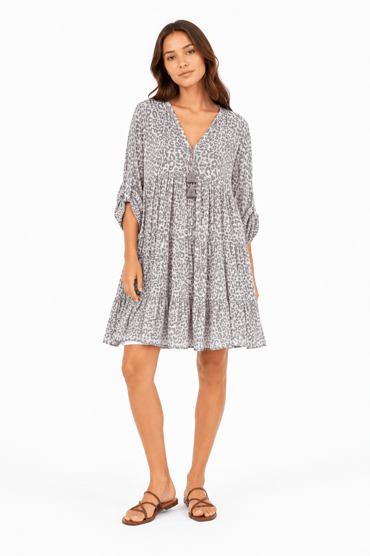 Leopard Print Babydoll Dress - Must Boutique