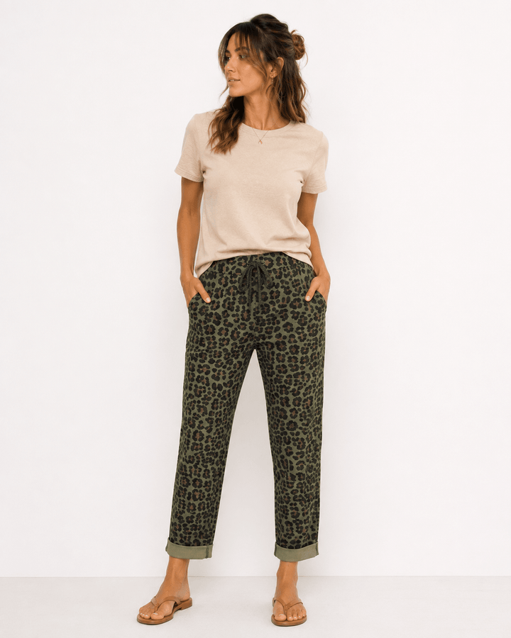 Leopard Print Chino Joggers - Must Boutique