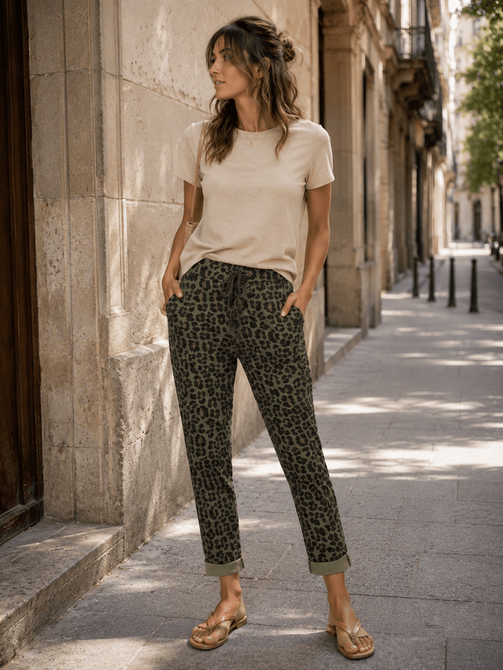 Leopard Print Chino Joggers - Must Boutique