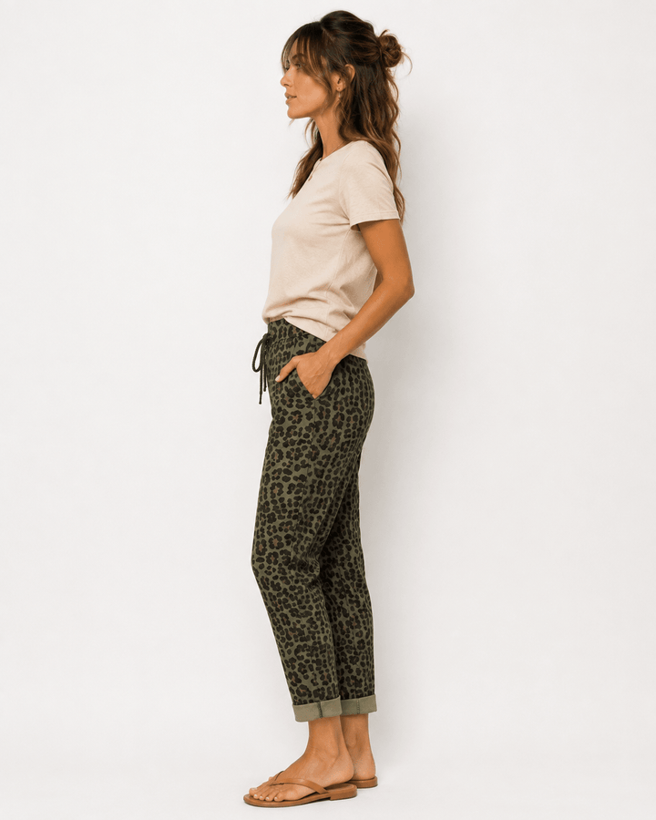 Leopard Print Chino Joggers - Must Boutique