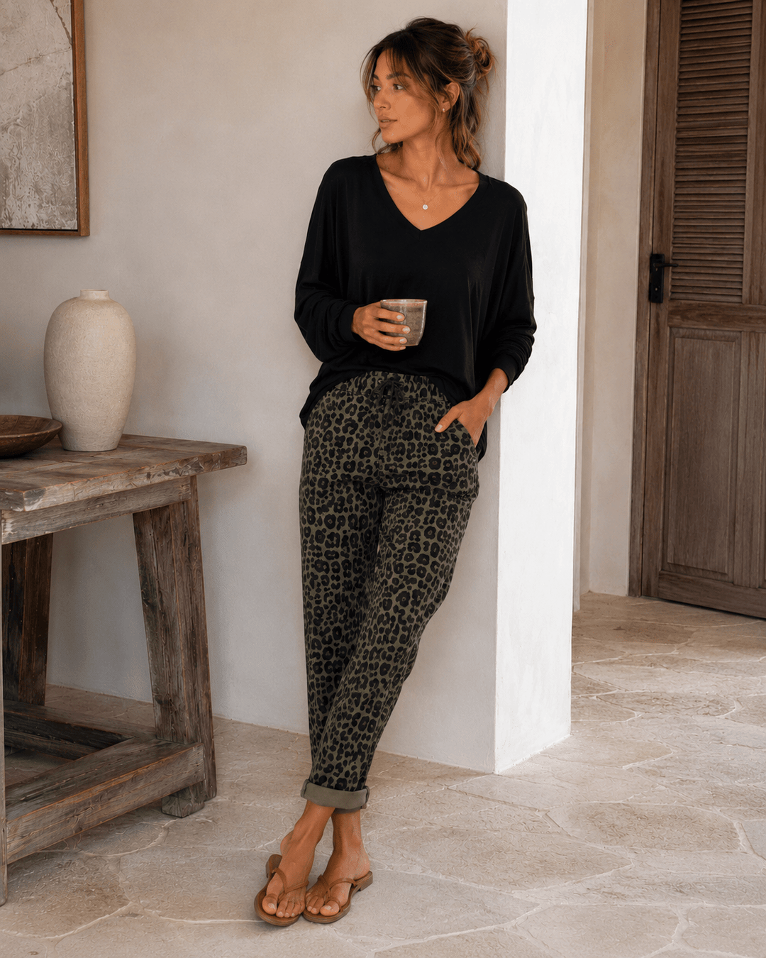 Leopard Print Chino Joggers - Must Boutique