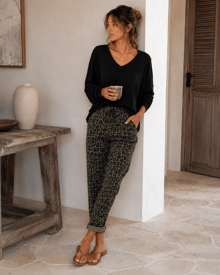 Leopard Print Chino Joggers - Must Boutique