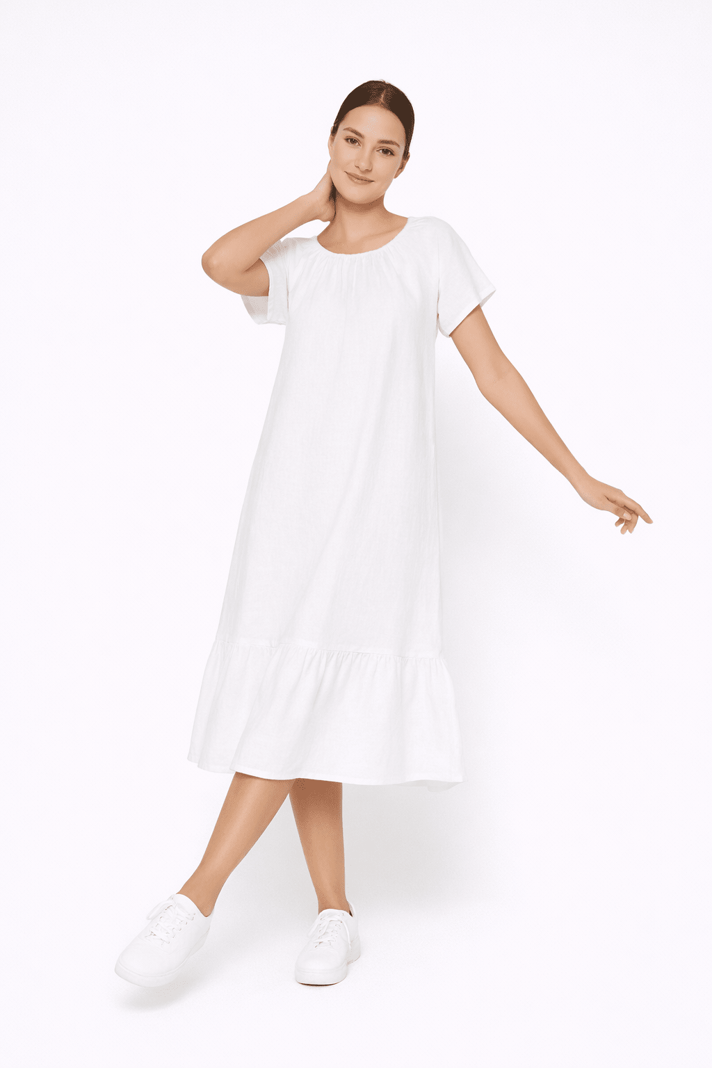 Linen Blend Tiered Midi Dress - Must Boutique