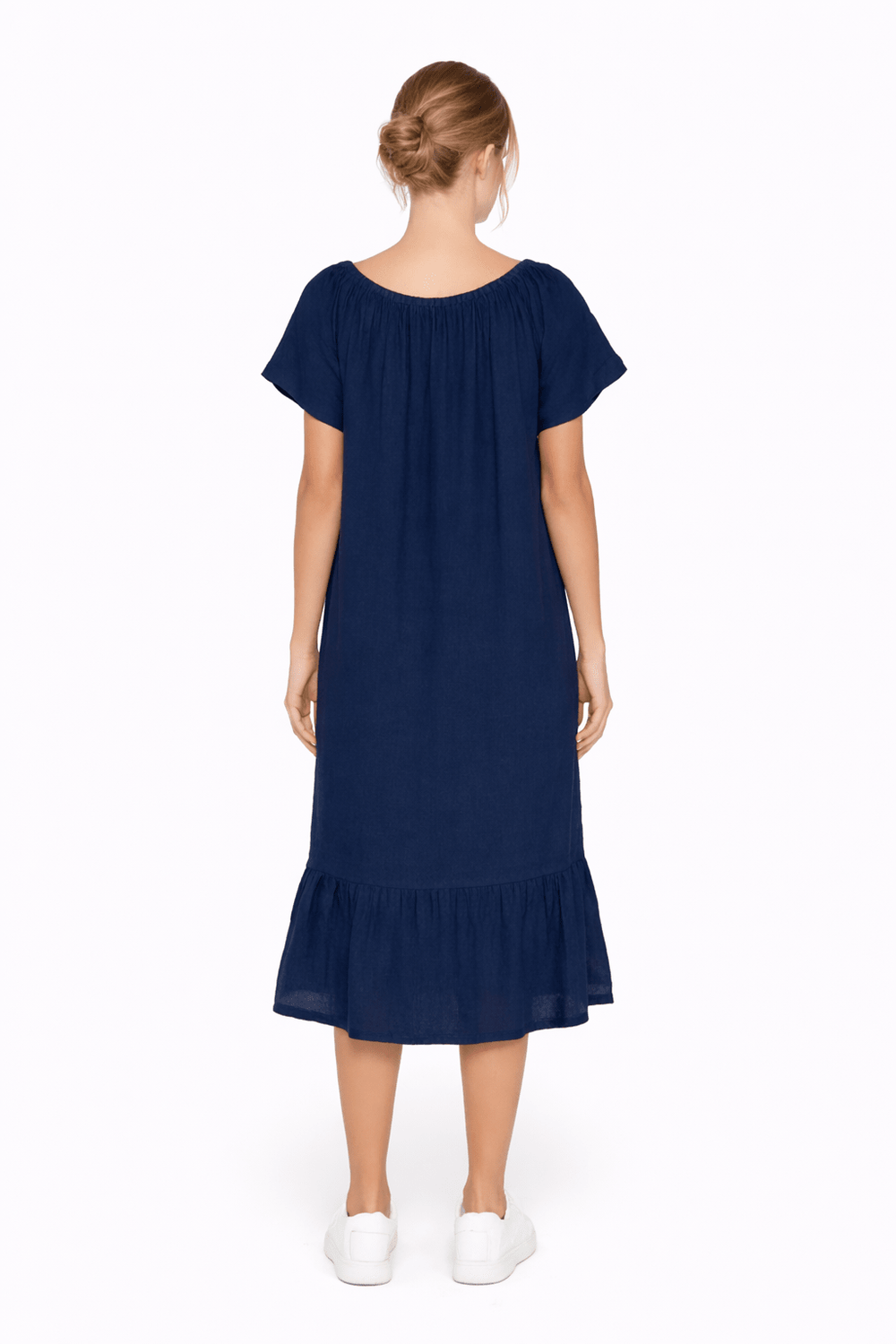 Linen Blend Tiered Midi Dress - Must Boutique