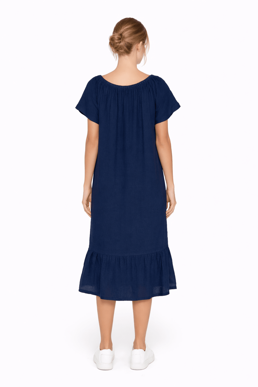 Linen Blend Tiered Midi Dress - Must Boutique