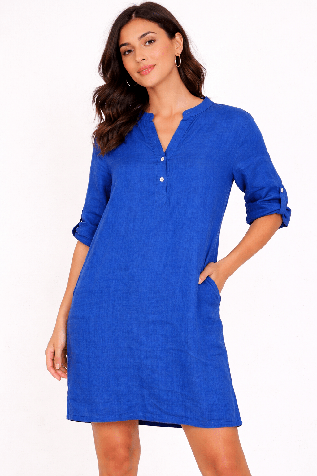 Linen Button - Front Shirt Dress - Must Boutique