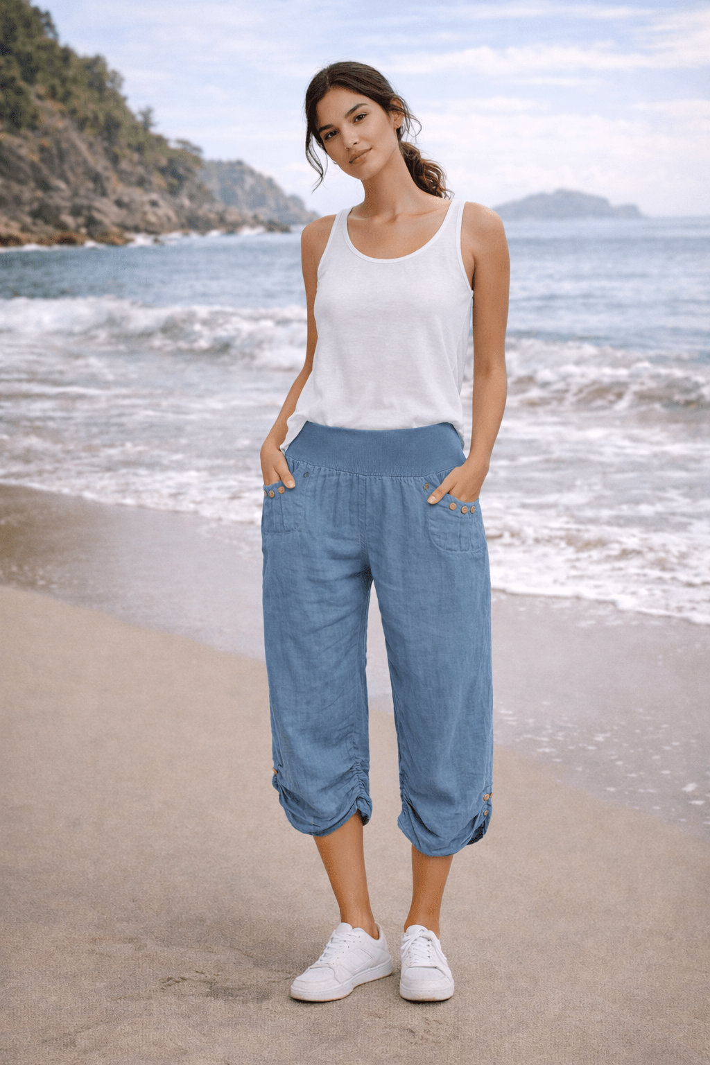 Linen Cropped Pants - Must Boutique