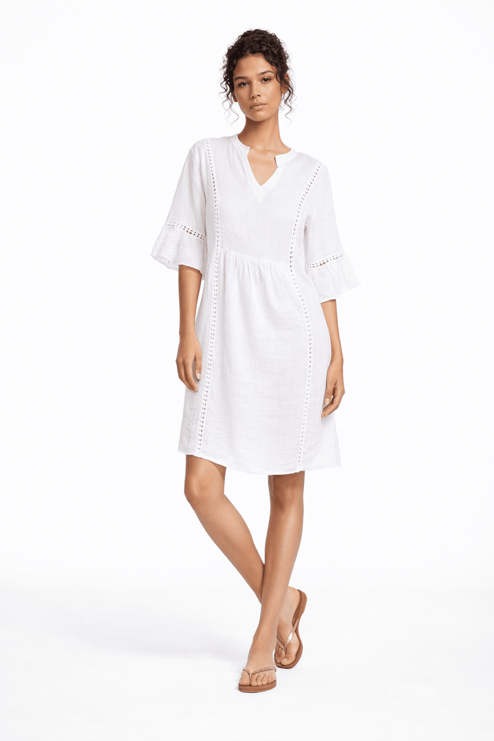 Linen Ladder Trim Dress - Must Boutique