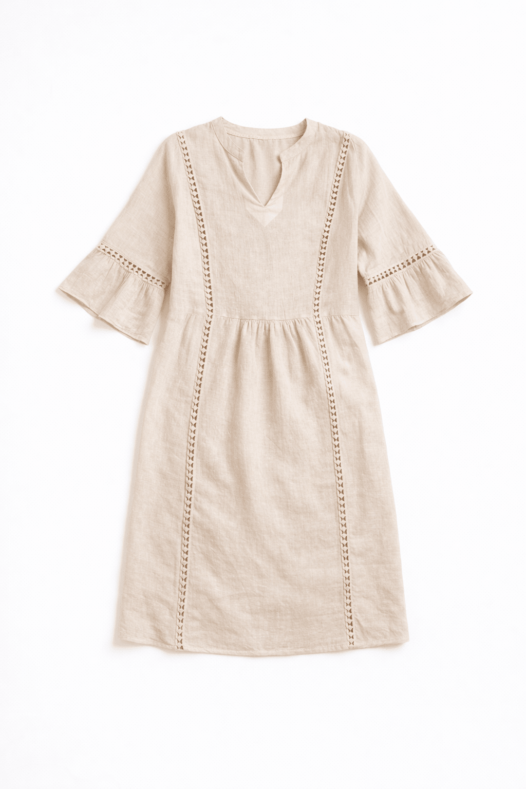 Linen Ladder Trim Dress - Must Boutique