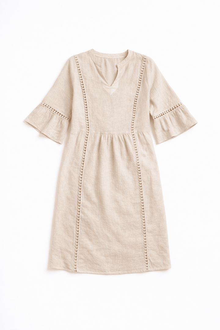 Linen Ladder Trim Dress - Must Boutique