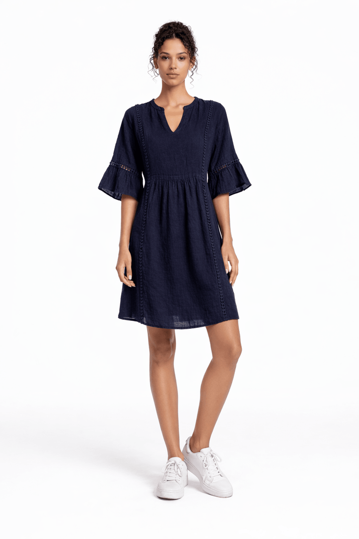 Linen Ladder Trim Dress - Must Boutique