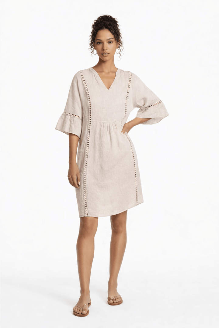 Linen Ladder Trim Dress - Must Boutique
