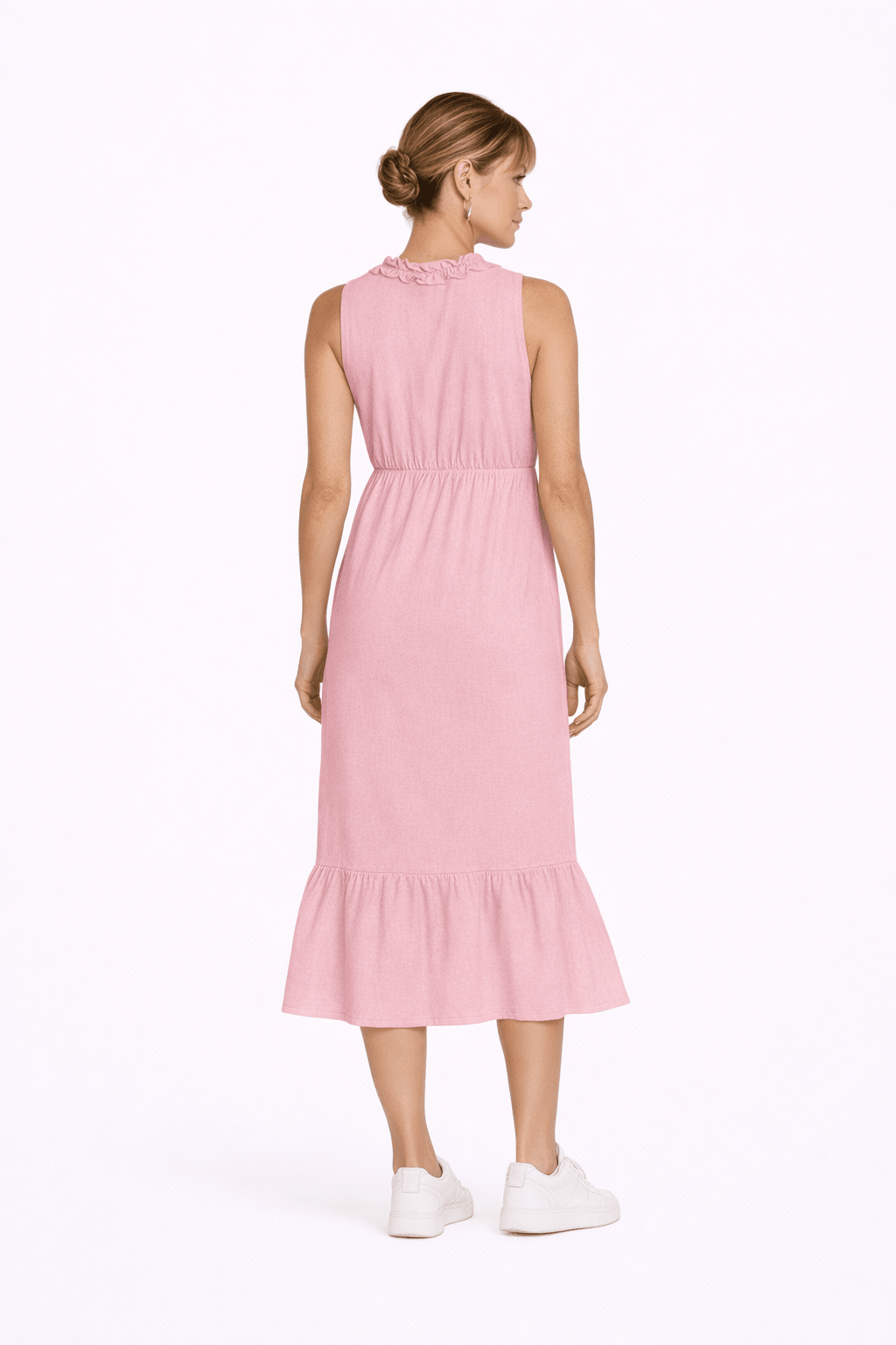 Linen maxi Dress with Ruffles - Must Boutique