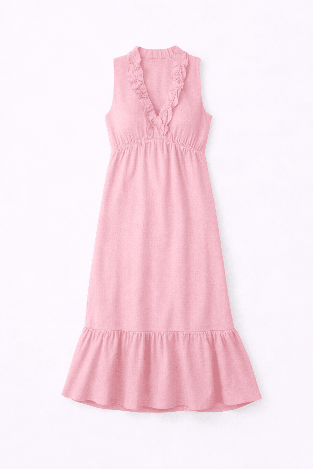 Linen maxi Dress with Ruffles - Must Boutique