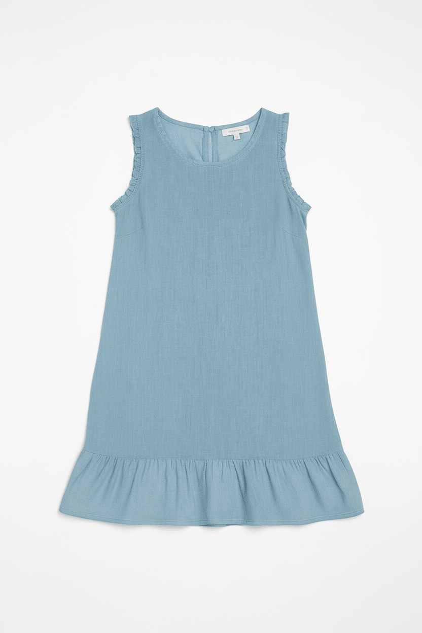 Linen Ruffle Hem Sleeveless Dress - Must Boutique
