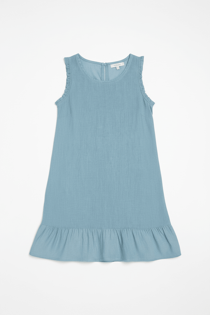 Linen Ruffle Hem Sleeveless Dress - Must Boutique