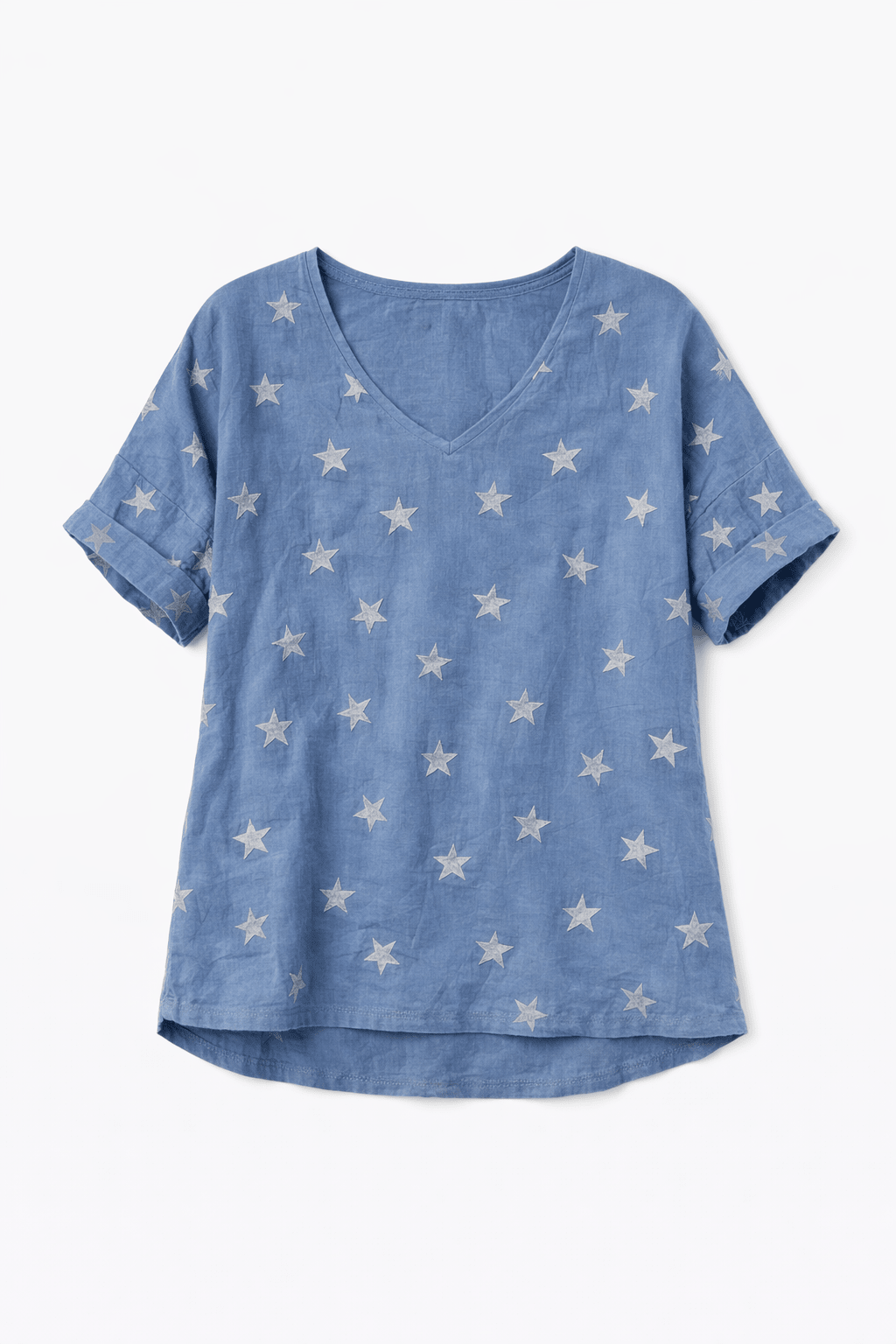 Linen Star V - Neck Top - Must Boutique