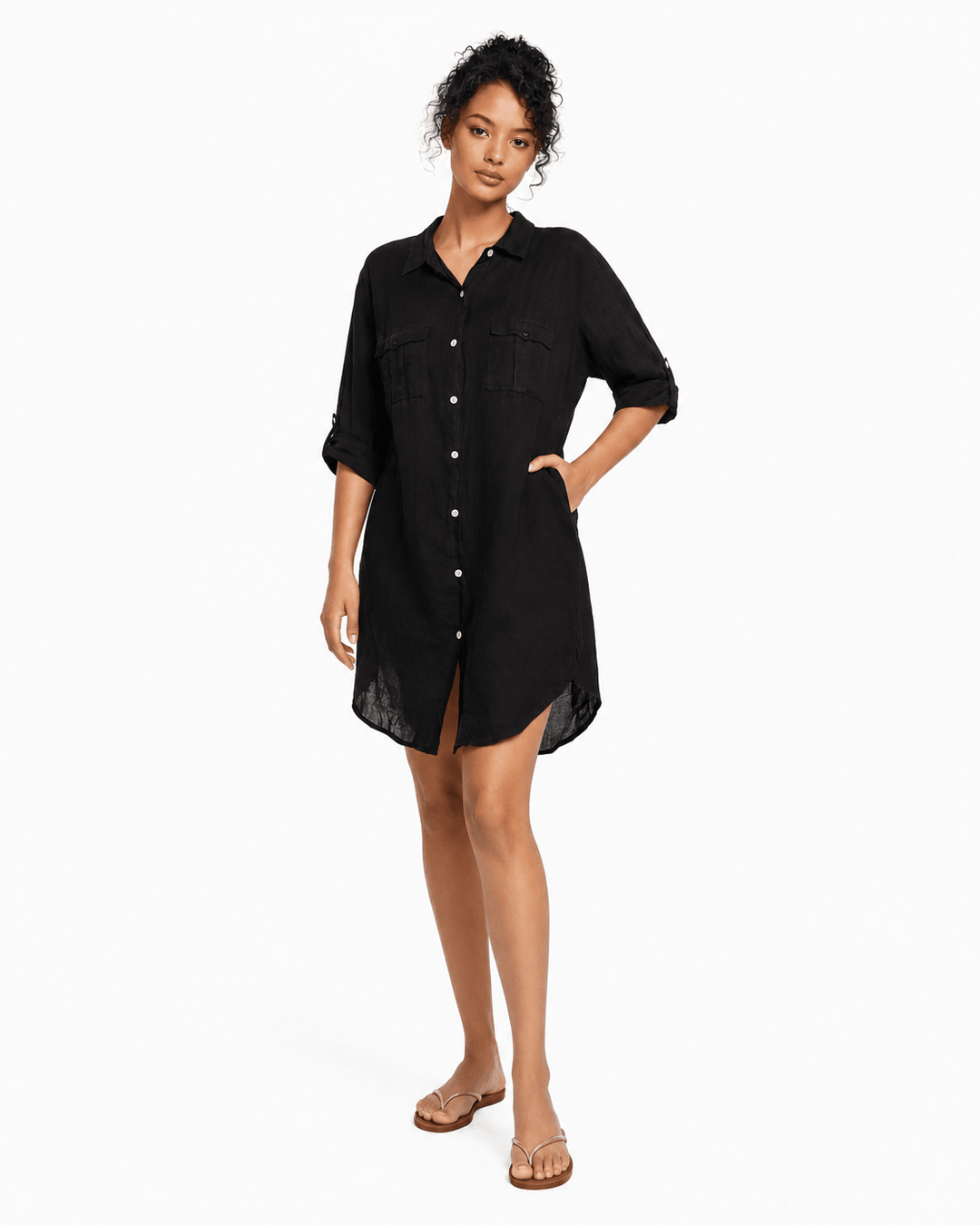 Linen Travel Shirt Dress - Must Boutique