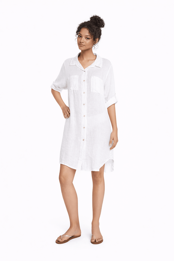 Linen Travel Shirt Dress - Must Boutique