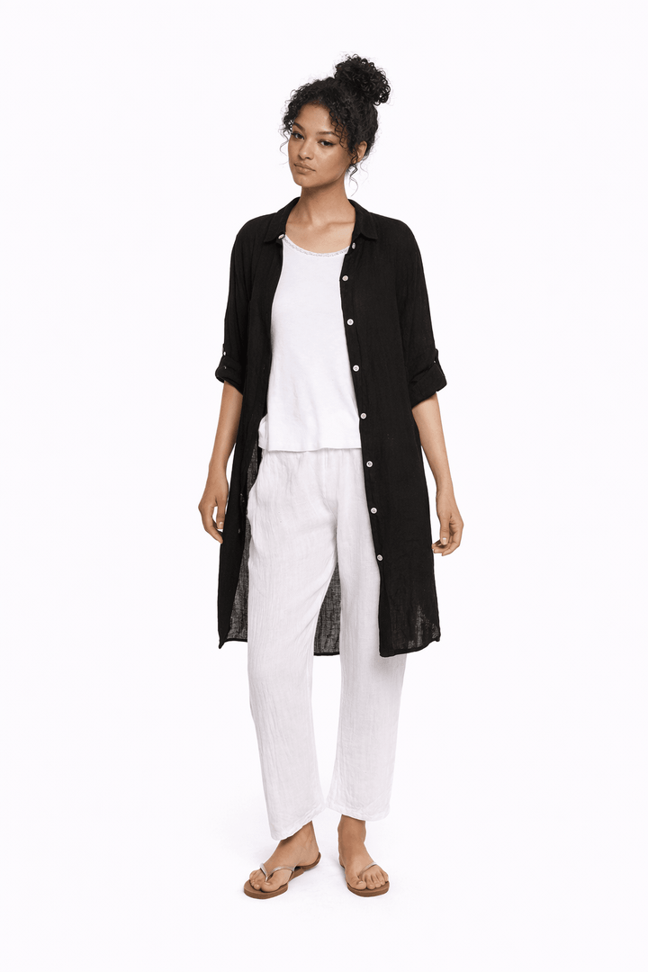 Linen Travel Shirt Dress - Must Boutique