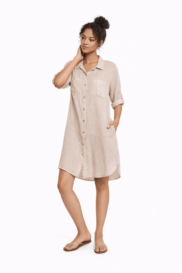 Linen Travel Shirt Dress - Must Boutique