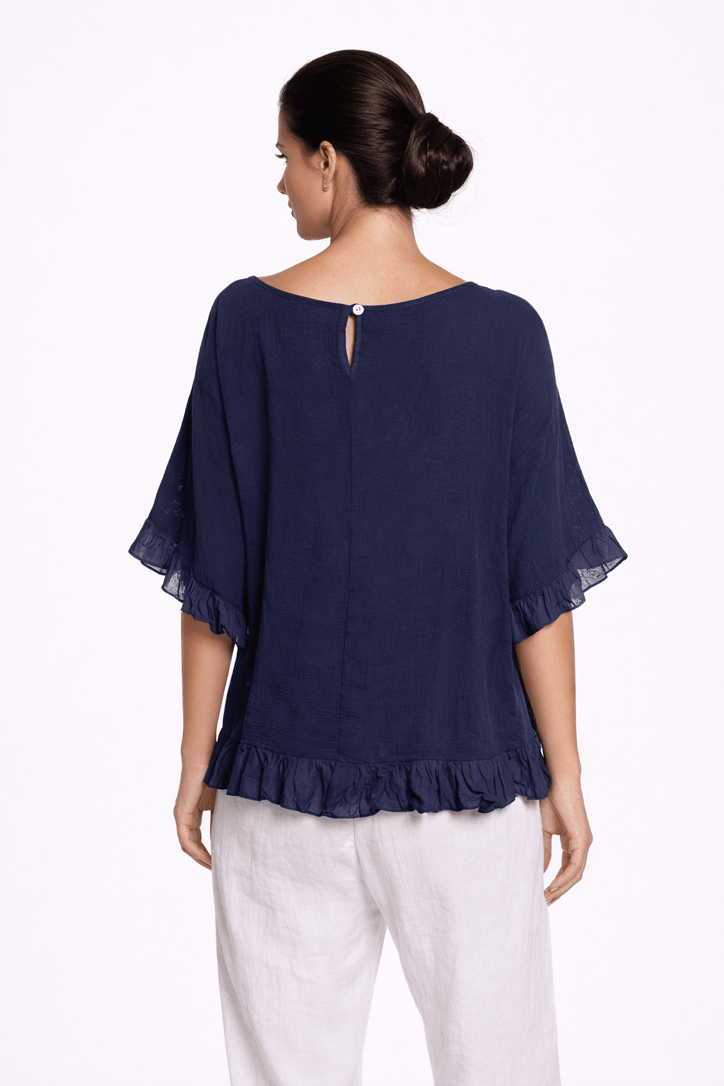 Lola Linen Top with ruffle detail - Must Boutique